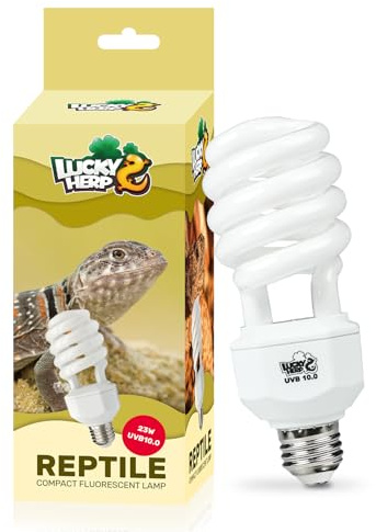 LUCKY HERP Reptile UVA UVB Lamp Bulb, 23W 10.0 UVB Light Reptile Kit, Terrarium & Vivarium UVB Fluorescent Light Bulb for Tortoise, Lizard, Bearded Dragon