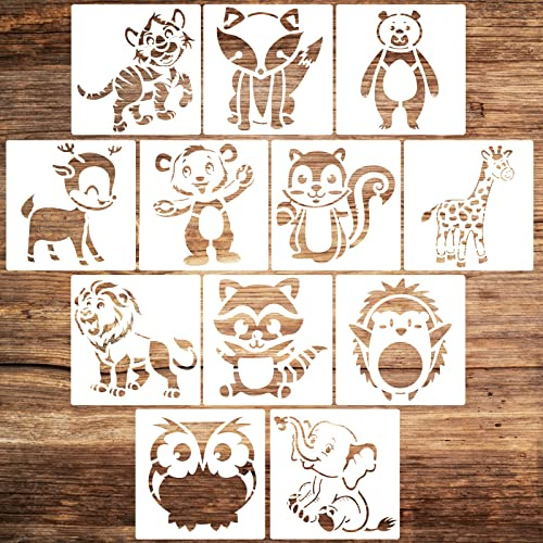 KYSUN Plantillas de Animales para Dibujo y Pintura, DIY Decorativas para Niños, Cuaderno, 5.12 x 5.12 in