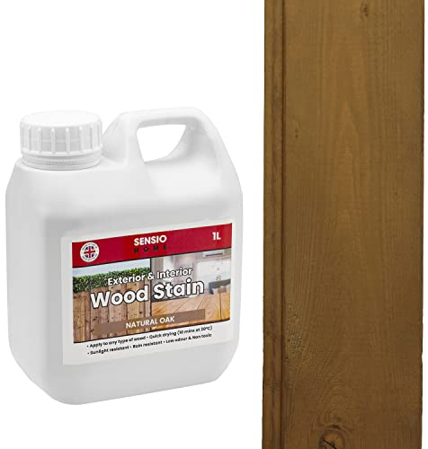 Sensio Home Natural Oak Wood Stain Big Value 1L Size Water Based Non Toxic Environmentally Friendly Wood Dye Indoor and Outdoor Furniture Wood Timber Skirting Doors Fence