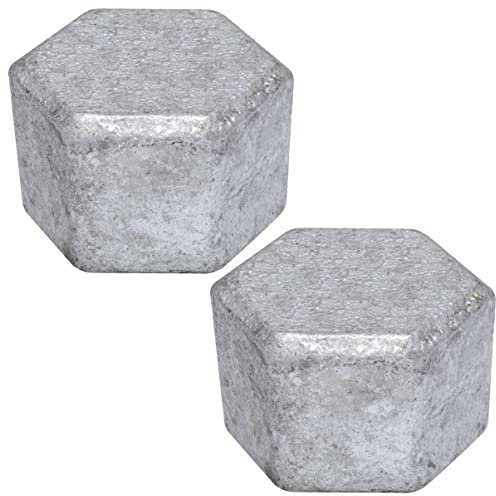 AERZETIX - C65036 - Lot de 2 bouchons filetage femelle 3/4 à visser en fonte - finition zinguée - tuyau plomberie chauffage installation sanitaire d'eau alimentation système de traitement d'eau