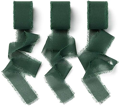 AOKSUNOVA Cinta de gasa para regalo, 18,9 m x 25 mm, color verde oscuro