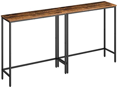 HOOBRO Juego de 2 Consolas, Mesa de Entrada de 75 x 24 x 75 cm, de Sofá Estrecha, Auxiliar para Vestíbulo, Dormitorio, Marrón Vintage y Negro EBF75XGP201