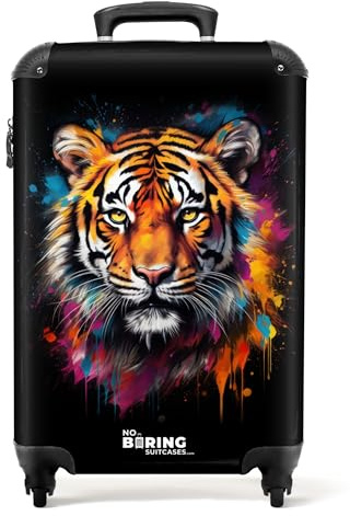 NoBoringSuitcases.com Valise Cabine Rigide à Roulettes 55x35x25cm - Tigre Orange