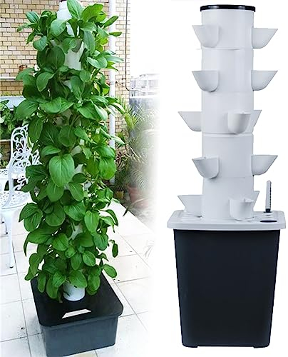 Colonne de culture hydroponique pour culture de légumes hors sol Colonne hydroponique, fruits et légumes avec pompe hydratante, adaptateur, pots en filet, minuterie pour herbes, fruits et légumes