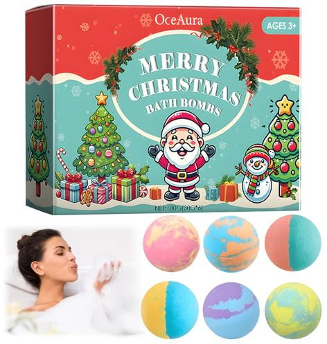 Juego de 6 bombas de baño con aceites esenciales naturales, bombas de baño para mujeres, hechas a mano, juego de regalo para amigas, madres, mujeres, niñas