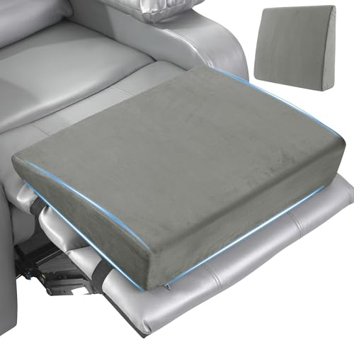 MABOZOO Wedge Recliner Leg Pillow, Foam Extra Large Foot Rest Cushion with Adjustable Straps, Recliner Footrest Extender Leg Elevation Pillow Wedge Pillow for Recliner, Bed, Sofa, Couch (Gray)