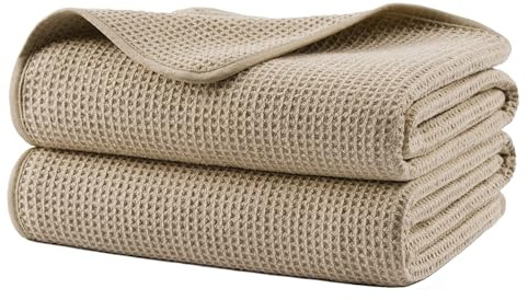 Polyte - 380 GSM Lot de 2 Serviettes de Bain en Microfibres - sèche Rapidement/ne Peluche Pas - Tissu alvéolé - 152,4 x 76,2 cm