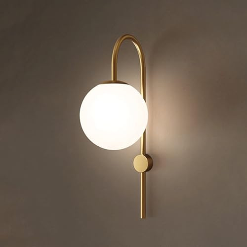 NHPJFDC Lámpara de Pared con Bola de Cristal de Cobre: Elegante Aplique de latón para Sala de Estar, Dormitorio, Restaurante y más.
