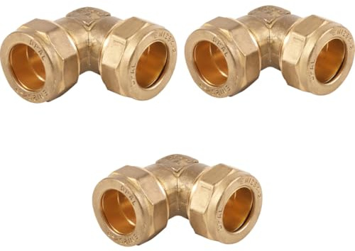 Aigher Gomito a compressione, 15 mm, 90 gradi, confezione da 3, approvato WRAS
