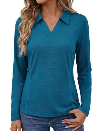 PINSPARK Polo Donna UPF 50+ Traspirante Asciugatura Rapida Verde Turchese XXL