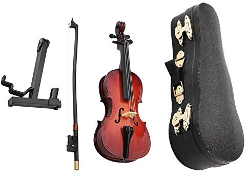 Mini Cello Model Miniature Violoncello 5.5In With Box And Stand For Collection Decorative Ornament Gift