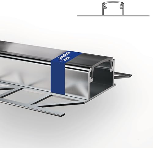 INNOVATE LED Fliesenprofil mit Diffusor [T-Profil 2m Silber-Klar] Fliesenschiene Dusche LED Streifen 2m I Kantenschutz Fliesen Küche I Indirekte Beleuchtung Badezimmer Duschnische