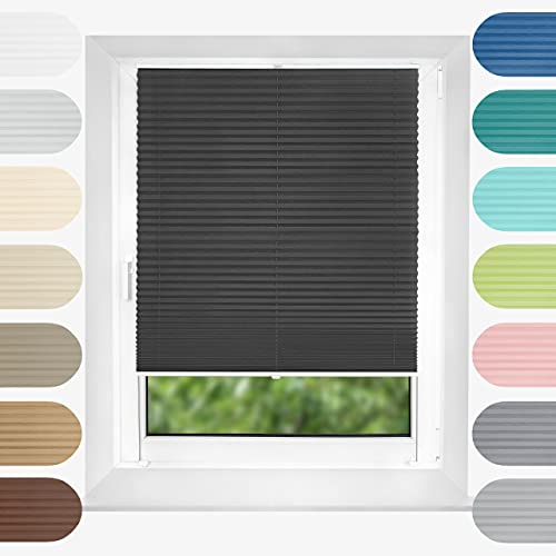 Birrke Plissee Ohne Bohren Klemmfix 70x200 cm - Fenster Plisseerollo mit Bequemer Oben-Unten Funktion - Plissees für Sonnenschutz und Sichtschutz - Einfache Montage - Soothing Twilight, Grau