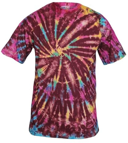 Ezhippie Men's Tie Dye T-Shirt Lightweight Cotton Festival Hippie Top, 12, M