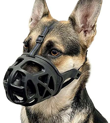 BARKLESS Muselière pour Chien, muselière Panier Anti-Morsure, Anti-Mastication et Anti-ramassage, muselière de Dressage et de toilettage pour Grands Chiens réactifs ou agressifs (Taille L, Noir)