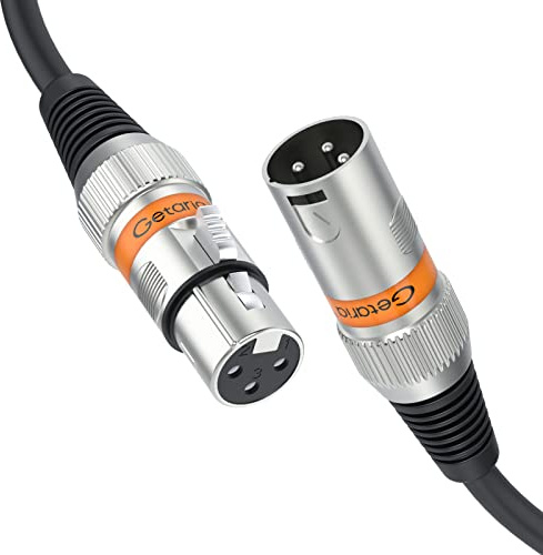 Getaria XLR-kabel, 2-pack 3 fot mikrofonkabel, 3 stift XLR hane till hona mikrofonkabel balanserad XLR mikrofonkabel för mikrofon mixer, inspelningsstudio, podcast