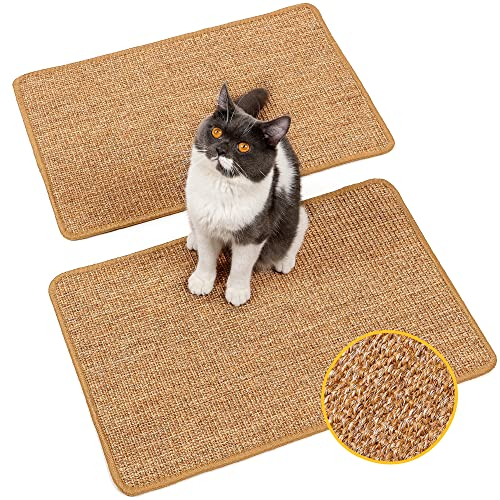 Conlun Kratzmatte Katze Wand,Natürlich Sisal Kratzteppich Katze,Horizontale Kratzmatte für Katzen,Katzenboden Kratzpad,Katzen Kratzmöbel,Ecken Kratzschutz für Sofas&Couch(M, 59x39 cm)