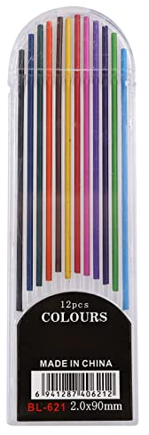 YOGOTEU Set di 12 mine per portamine da 2 mm, colori 2B, per disegno, scrittura e tracciamento morbido, come descritto