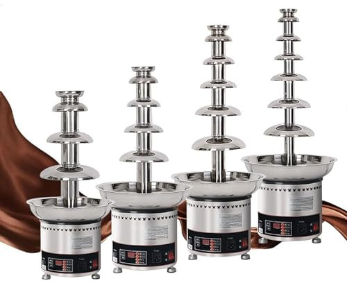 RayGenius Fondue De Chocolate Comercial De 4/5/6/7 Pisos, MáQuina De Fuente De Chocolate De Gran Capacidad, Cascada con Control De Temperatura。,5Layers