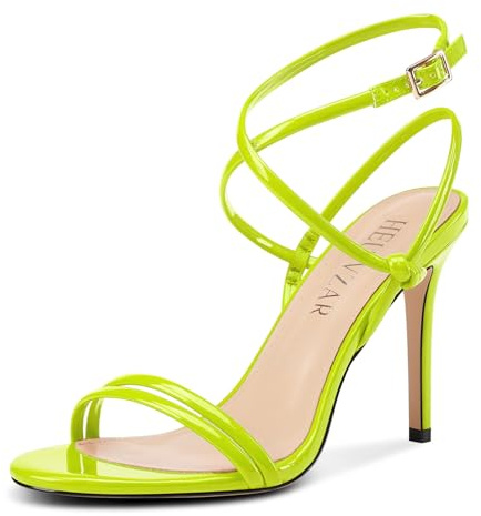 HEUIVZAR Mujer Con tirantes Cordones Aguja Alto High Heel Sandalias Abierta Punta Correa Tobillo Slingback Fiesta Dress Zapatos Verano 10 CM Heels