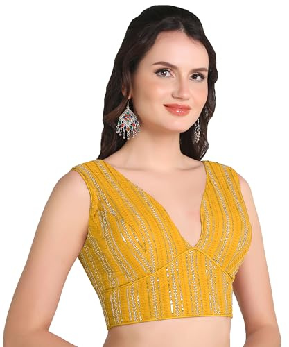 Pujia Mills Chemisier indien ethnique pour femme Sabyasachi Sequence avec Dhaga brodé Zari Travail Sweetheart Neck Blouse sans manches Prêt à l'emploi Rembourré Sari Dos ouvert String Pattern Blouse