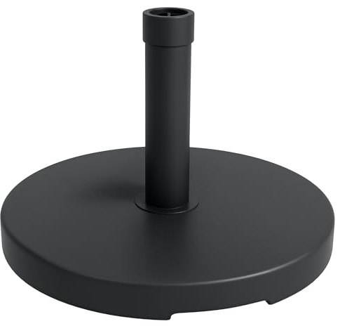 Outsunny Base per Ombrellone da Giardino in HDPE e Cemento, Basamento per Ombrellone Rotondo con Manovella Integrata, Supporto per Ombrelloni con Pali Ø24-38mm, per Esterno e Patio, Peso 15kg, Nero
