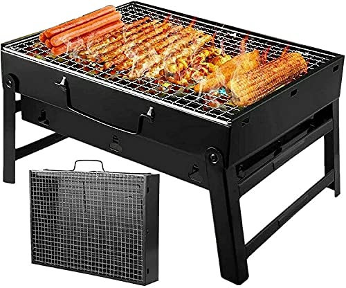 Bärbar kolgrill, hopfällbar utomhusgrill, terrassgrill, kontorsgrill, bordsrökare för trädgårdsfester, festivaler, picknick, camping, vandring