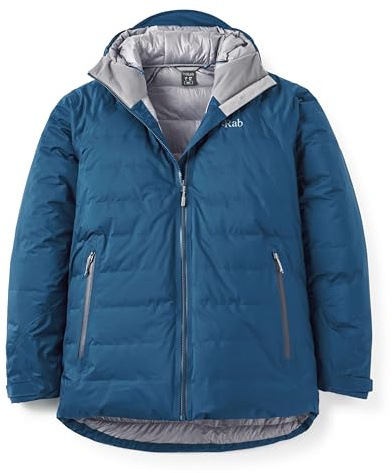 Rab Men's Valiance Down Jacket - Waterproof Windproof Warm Down Coat for Climbing & Mountaineering - Tempest Blue - Large