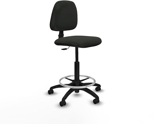 Piqueras y Crespo Taburete Isso: Taburete de Trabajo con Ruedas Ideal para Oficina, Silla recepcion Alta y Comodidad con Respaldo Regulable en Altura -