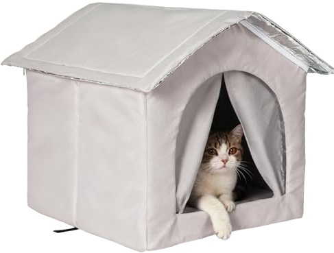 Lpoppcx Abri Extérieur pour Chat | Grand Lit Imperméable | Cabane pour Chat Imperméable Et Lit d'hiver - pour Temps Froid Petits Et Moyens Animaux Intérieur Jardin Cour Terrasse Balcon