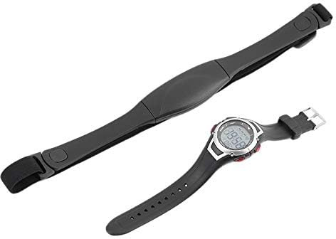Fascia toracica wireless con cardiofrequenzimetro con orologio sportivo, impermeabile fino a 3 metri, sveglia retroilluminata, colore nero