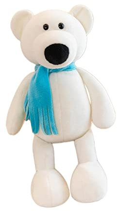 Qianly Dinosaure en Peluche Réaliste Oreiller Confortable Animal Farci Coussin Doux Poupée Moelleuse Peluche Jouet Fonctionnelle Adaptée aux Enfants, ours blanc