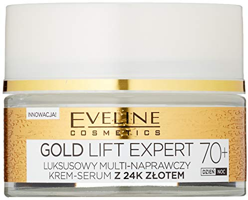 Eveline Cosmetics Gold Lift Expert - Crema tonificante per il giorno e la notte, 70+, con oro 24 carati, 50 ml
