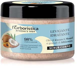 L'Erboristica Athena's - Scrub Corpo Idratante e Vellutante - Crema Corpo Esfoliante e Levigante con Olio di Cocco, Olio di Monoi e Granuli di Albicocca - 200 ml