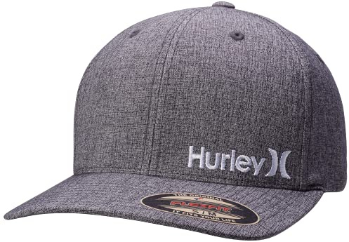Hurley Mens Baseball Cap - Moisture Wicking Flexfit Curved Bill Fitted Baseball Hats for Men, Size Large-X-Large, Light Grey