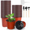50 Stück Weicher Plastik Pflanztopf, 15 CM Anzuchttöpfe rund Kunststoff, Anzucht Klein Anzuchttöpfe, Kunststoff Pflanzentöpfe mit 10 Plants Tags, Kunststoff Blumentopf für Sämlinge & Stecklinge