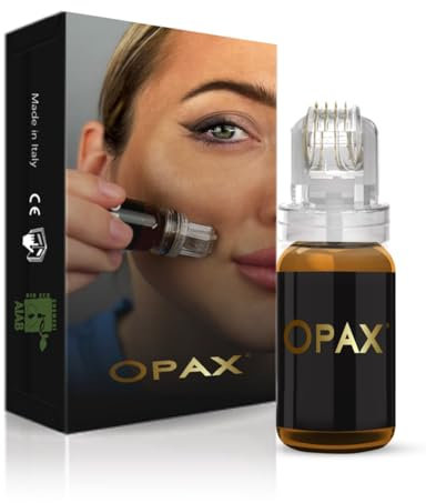 Opax Dermaroller 0.5 mm Per Microneedling Viso, SkinCare Effetto Lifting – Siero 10ml Con Acido Ialuronico Viso, Coenzima Q10, Collagene E Acido Ialuronico, Elastina – Made In Italy