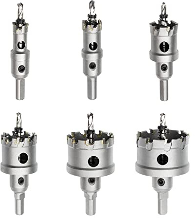 Meccion TCT - Broca de sierra de carburo, cortador de agujeros de grado industrial resistente para acero inoxidable, metal, aleación, hierro fundido, cobre (16mm, 20mm, 28mm, 35mm, 45mm, 50mm)