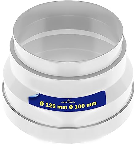 Reduzierstück für Dunstabzugshaube Kunststoff Ø 125 – 100 mm zum Anschluss von Leitungen 10 Jahre Garantie – MONTERAL