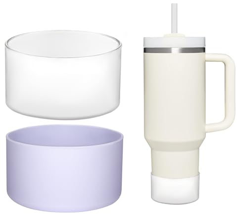 HEYSKAY 2pcs Protective Flask Silicone Boot Cover Base for 20-40oz Stanley Tumbler, 12-24oz Hydro Flask Water Bottle. Compatible with All Water Bottles with Bottom Width of 2.85in