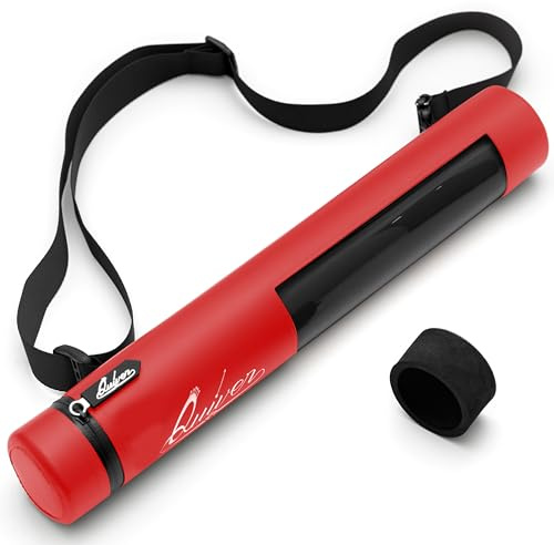 Quiver Time Red XL Orion Playmat Tube - TCG Playmat Tube Case Bag with Waterproof Zipper, Hidden Dice Pocket, Adjustable Removable Shoulder Strap, See-Through Window, Fits 14 and 15 playmats