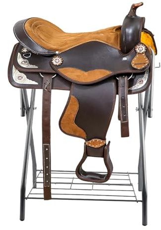 HDYEGY Saddle Rack Portable Folding Horse Saddle Stand for English and Western Saddles,28 L x 19 W x 37.5 H,Silver