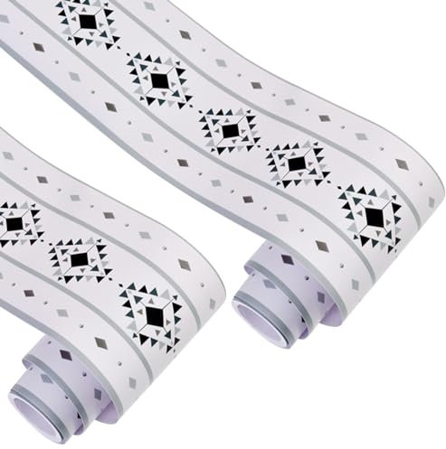 KMDZDZGS Self-Adhesive Wallpaper baseboards, PVC Wallpaper Borders, 12CM X 10M, Waterproof Tile Waistline Sticker, Baseboard Decorative Wallpaper for Kitchen Living Room Bathroom (2, H)