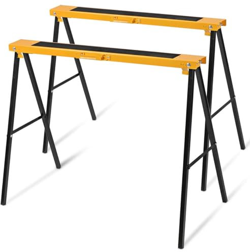 RELAX4LIFE Coppia Cavalletti per Segare Pieghevoli con Portata di 275kg ，Trespoli Pieghevoli,Set di 2 Cavalletti da Lavoro