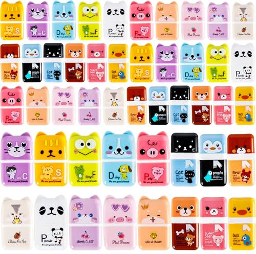 48 Pcs Cute Erasers for Kids Fun Animal Erasers Pencil Eraser with Clean up Roller Bulk Gift for Student School Office, 16 Styles