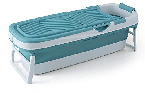 FlinQ Baignoire Pliable Adulte XXL - 158 x 60 x 53 cm - Baignoire pour Douche - Grande et Mobile - Convient aux Enfants - Bleu