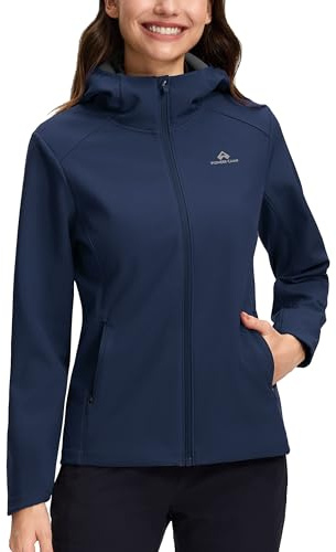 Pioneer Camp, Giacca in softshell da donna - Giacca da escursionismo con cappuccio e fodera in pile, impermeabile e antivento - Giacca pratica da mezza stagione per il tempo libero e l'outdoor, Blu