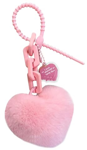Llaveros de Peluche Rellenos - Llaveros de Peluche con Pompones de Corazón,Accesorio De Llavero, Colgante Para Mochila Y Bolso De Mano Para Adolescentes Jóvenes Niñas Mujeres Niños Amigos Y Familia