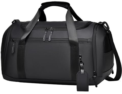 SEPSCO Sac de Sport Homme Femme 35L Sac de Voyage Imperméable avec Une Poche Humide et Sèche et Un Compartiment à Chaussures pour Gym Camping, Noir