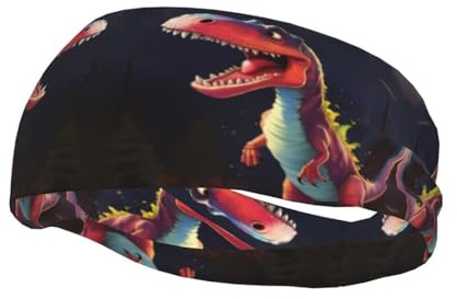 Elegante fascia sportiva con stampa di dinosauri dalla bocca grande, adatta per basket, baseball e calcio